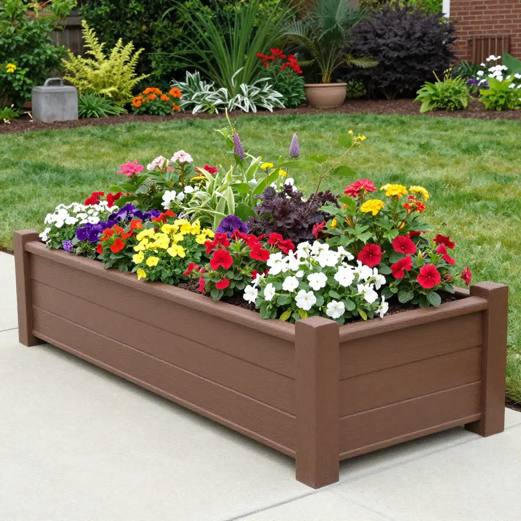 Professionally designed garden bed with colorful flowers